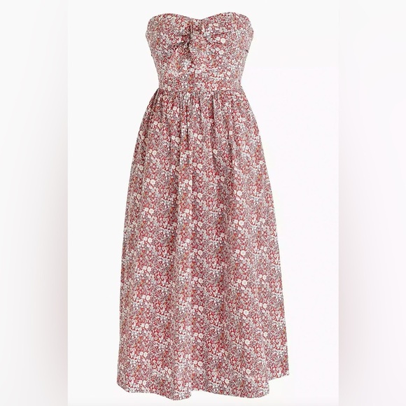 Dresses & Skirts - J. CREW Liberty Tie Front Strapless Dress In Cherry Multi